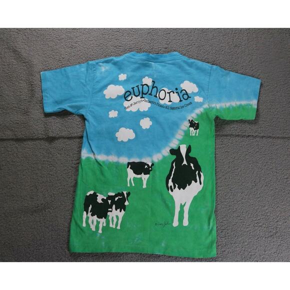 Ben and Jerrys T Shirt Small Cows Logo Liquid Blue Double Sided Vintage USA - Picture 5 of 13
